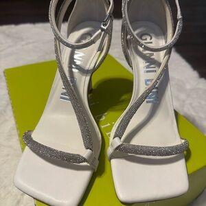 Gianni Bini Silver and White Strappy Heels